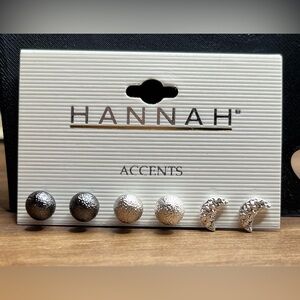 Set of 3 Pair of Hannah Silver and Gray Accent Earrings